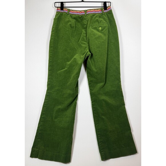 Lilly Pulitzer Pants Womens 4 Green Corduroy Flare Stretch Preppy Rainbow Trim - Picture 3 of 11